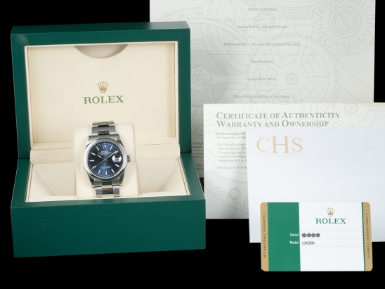 Ролекс (Rolex) Datejust 36 Blu Oyster Bright Blue Jeans Dial - Rolex Guarantee 126200